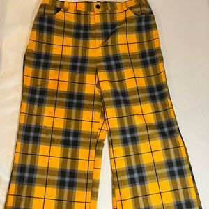 Forever 21 + Plus Yellow Blue & Black Plaid Flare Trousers Pants Size 3X